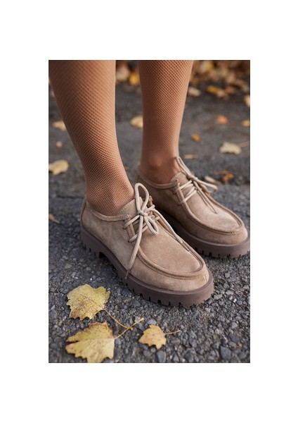 Kristel Kadın Kum Suet Bagcıklı Loafer Ayakkabi