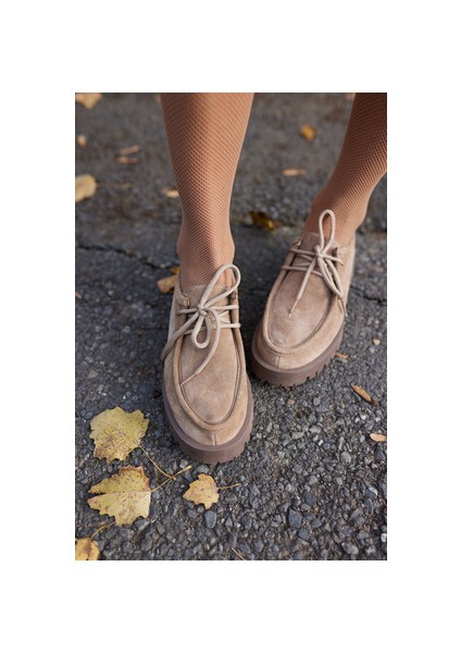 Kristel Kadın Kum Suet Bagcıklı Loafer Ayakkabi