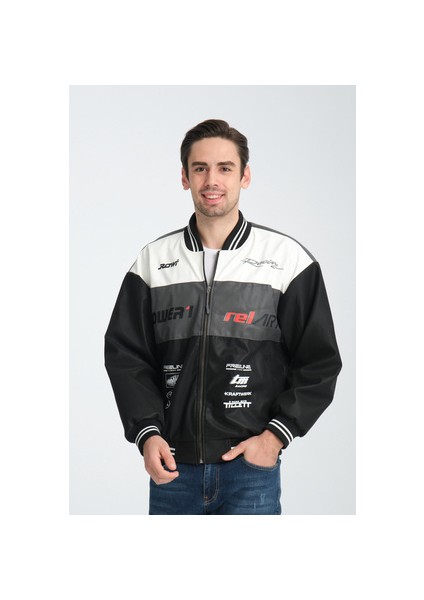 Erkek Oversize Baskılı Motorcu Yarışçı Mont Kolej Ceket fiyatları