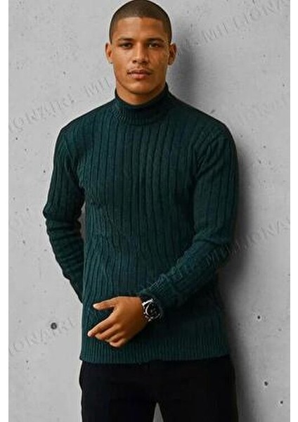 Erkek Yeşil Boğazlı Balıkçı Yaka Kışlık Triko Kazak fiyatları