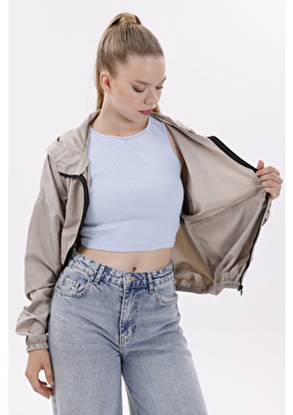 Kadın Taş Kapüşonlu Su ve Rüzgar Geçirmez Oversize Yağmurluk - Rüzgarlık fırsatları