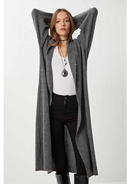 Şal Yaka Uzun Triko Hırka Antrasit LHİ0004 fiyatları