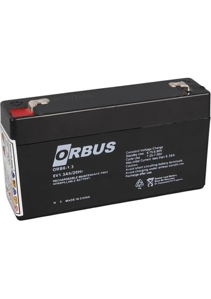 ORB-613 6 Volt 1.3 Amper Bakımsız Kuru Akü (98X25X52MM)