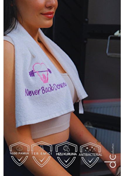 Nakışlı Sporcu Havlusu Pamuklu, Anti Bakteriyel, Ter Emici Fitness Plates Boks Tenis Spor Havlusu