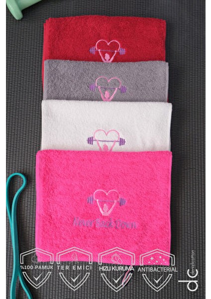 Nakışlı Sporcu Havlusu Pamuklu, Anti Bakteriyel, Ter Emici Fitness Plates Boks Tenis Spor Havlusu