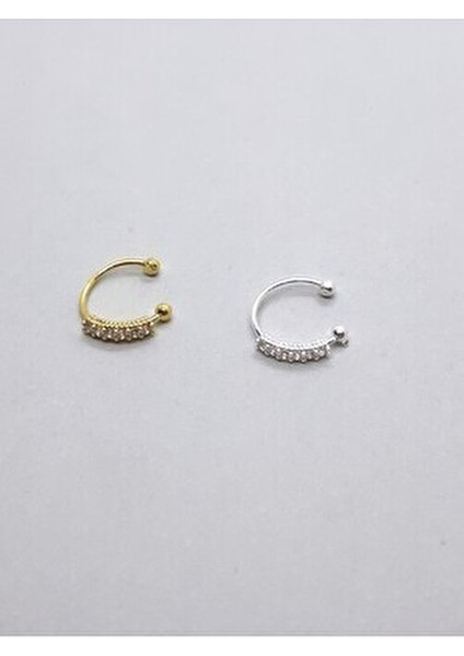 925 Ayar Gümüş ( 2 Adet ) Zirkon Taşlı Sıkıştırmalı, Fake , Deliksiz Halka Hızma fiyatları