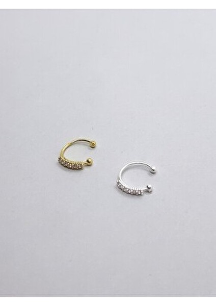 925 Ayar Gümüş ( 2 Adet ) Zirkon Taşlı Sıkıştırmalı, Fake , Deliksiz Halka Hızma modelleri