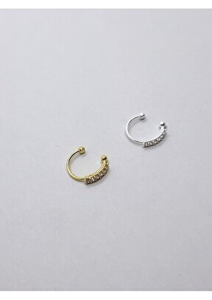 925 Ayar Gümüş ( 2 Adet ) Zirkon Taşlı Sıkıştırmalı, Fake , Deliksiz Halka Hızma fırsatları