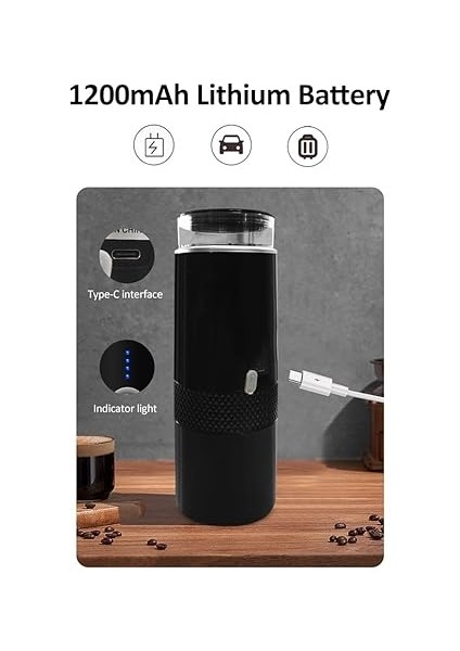 Kahve Makinesi, 170 ml Kablosuz Elektrikli Espresso Makinesi Mini Şarj Edilebilir Kapsül Kahve Makinesi Araba Ev Ofis Seyahat Için indirimleri