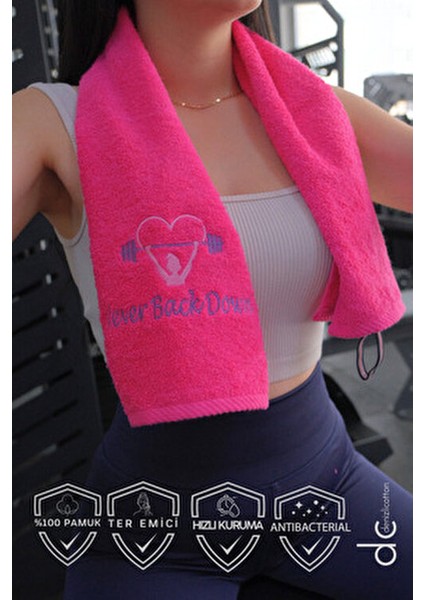 Nakışlı Sporcu Havlusu Pamuklu, Anti Bakteriyel, Ter Emici Fitness Plates Boks Tenis Spor Havlusu