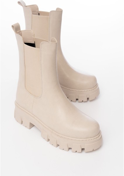 FZ-299 Bej Yüksek Tabanlı Lastikli Günlük Kadın Bot fırsatları