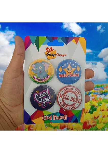 Ingilizce Rozetler-Good Job Well Done Rozetleri- Ingilizce Dersi Rozetleri