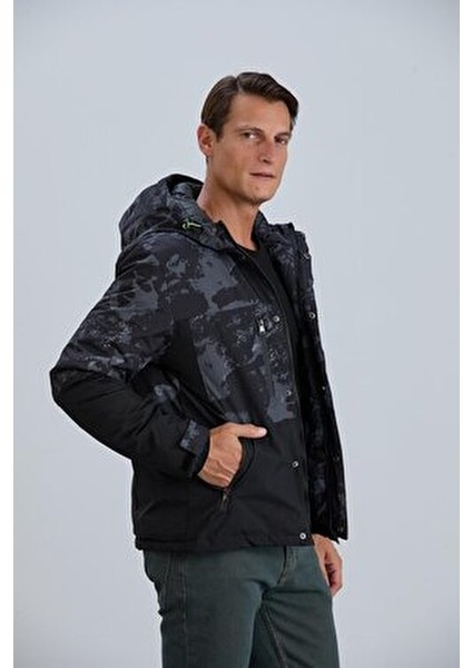 Erkek Mont Kamuflaj Detaylı Çift Renkli Elyaf Dolgulu modelleri