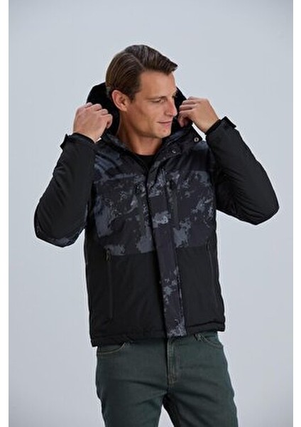 Erkek Mont Kamuflaj Detaylı Çift Renkli Elyaf Dolgulu indirimleri