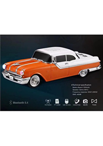 WS-598 Eşref Tek Klasik Araba Kablosuz Bluetooth Hoparlör Speaker Fm Radyo Sd Kart USB