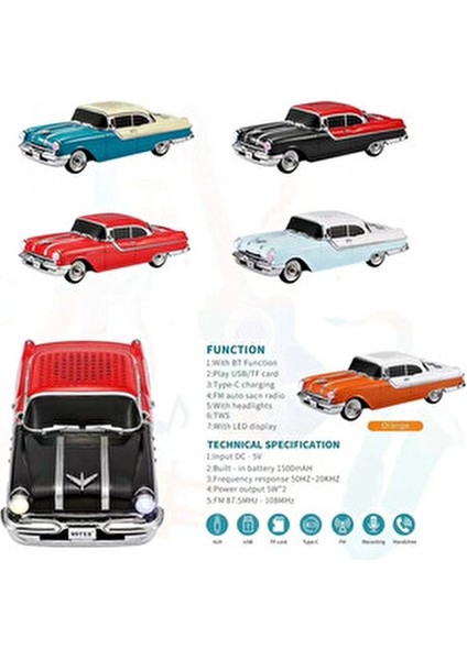 WS-598 Eşref Tek Klasik Araba Kablosuz Bluetooth Hoparlör Speaker Fm Radyo Sd Kart USB fırsatları