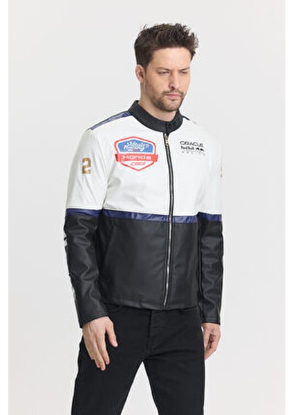 Erkek Oversize Motorcu Mont Şeritli Garnili Kolej Mont Yarışçı Erkek Ceket fırsatları