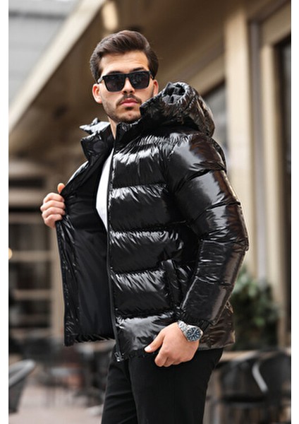 Erkek Parlak Şişme Mont Su ve Rüzgar Geçirmez Ürün modelleri