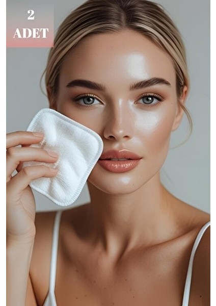 2'li Yıkanabilir Makyaj Temizleme Pamuğu - Çift Yüz Makyaj Temizleme Mendili - Makyaj Temizleme Pedi