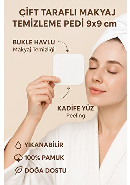 2'li Yıkanabilir Makyaj Temizleme Pamuğu - Çift Yüz Makyaj Temizleme Mendili - Makyaj Temizleme Pedi