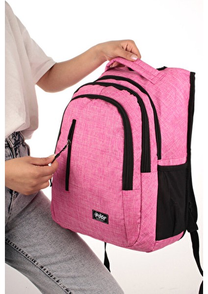 My Polo 8870 Yarasa Model Okul Çantası Sırt Çantası Ortopedik Suya Dayanıklı Pembe