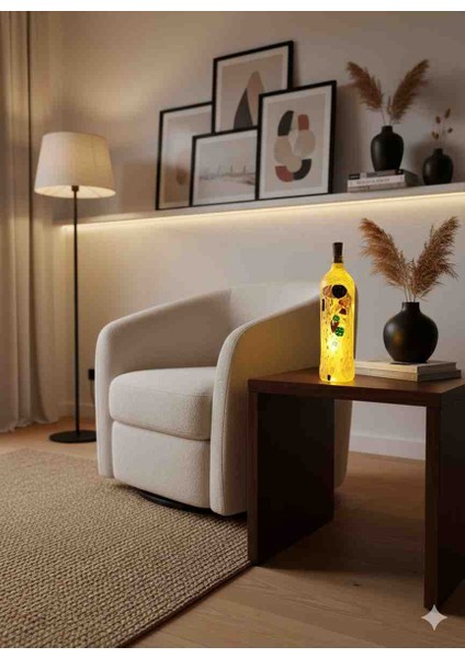 Kiss Me Çizimli Işıklı Cam Şişe – El Yapımı Romantik Gece Lambası