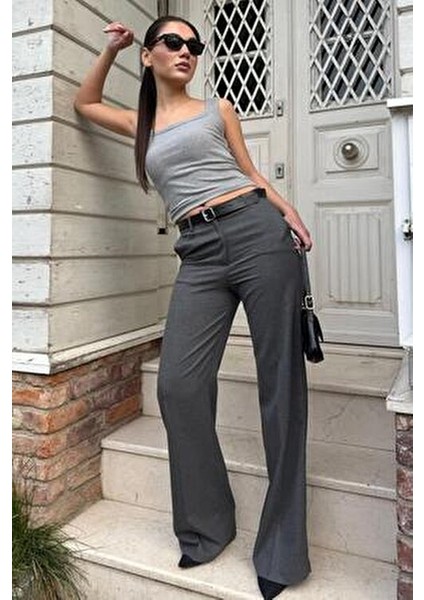 Antrasit Yüksek Bel Kumaş Pantolon MG2285 modelleri