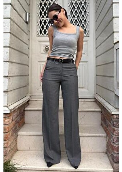 Antrasit Yüksek Bel Kumaş Pantolon MG2285 fırsatları