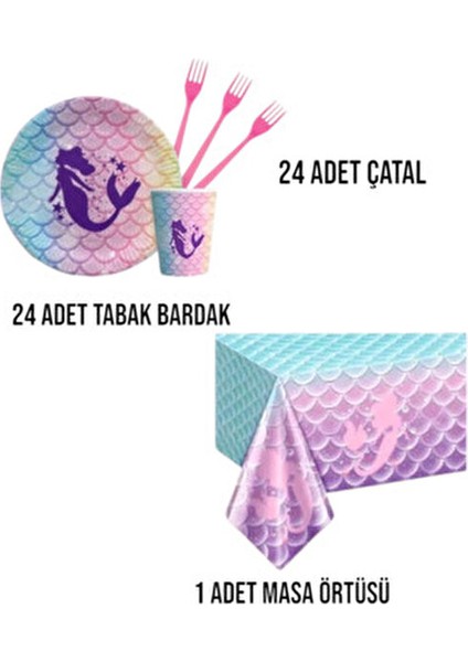 Deniz Kızı 24 Kişilik Doğum Günü Parti Seti Pembe Renkli Deniz Kızı Konsepti Süslemeler fiyatları
