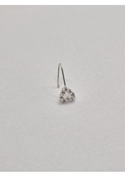 925 Ayar Gümüş Zirkon Taşlı Sıkıştırmalı Fake Deliksiz ''kalp'' Hızma