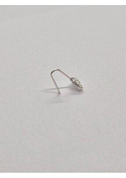 925 Ayar Gümüş Zirkon Taşlı Sıkıştırmalı Fake Deliksiz ''kalp'' Hızma
