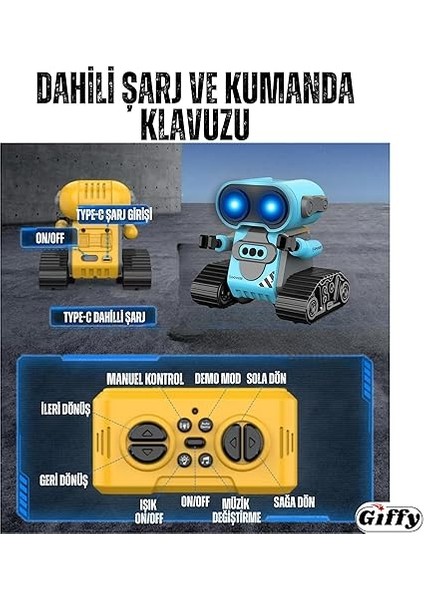 Uzaktan Kumandalı El Sensörlü Akıllı Wall-E Robot Dahili Şarjlı Işıklı Sesli Full Fonksiyonlu El Hareketlerini Algılayabilen Farklı Işık Kombinasyonlu Akıllı Rc Robot (Mavi) fırsatları