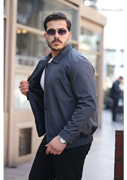 Erkek Su ve Rüzgar Geçirmez Oversize Rahat Kesim Bel Lastikli Astarlı Mevsimlik Mont