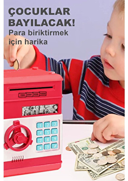 Akıllı Atm Kumbara ve Mini Banka – Şifreli ve Dijital Kasa Kırmızı indirimleri