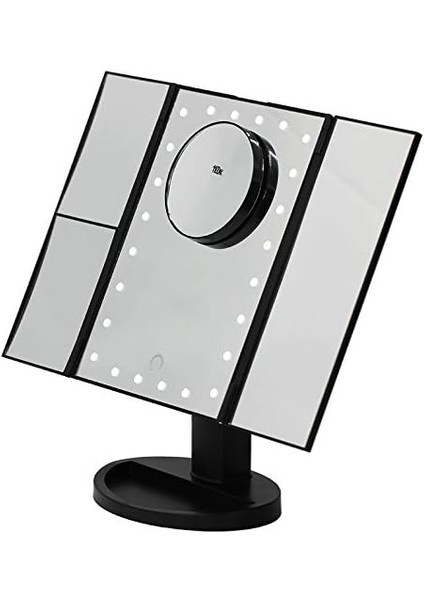 Of Myth - 1X-2X-3X-10X Büyütmeli 24 LED Işıklı Makyaj Aynası, 3 Panel, Katlanabilir, Dokunmatik Sensörlü (Siyah) fiyatları