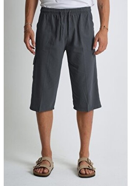 Erkek Kargo Cep %100 Pamuk Keten Görünümlü Kapri E207 modelleri