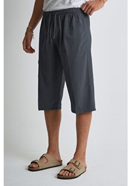 Erkek Kargo Cep Kapri %100 Pamuk Keten Görünümlü Düz Desenli Yazlık Rahat Kesim fiyatları