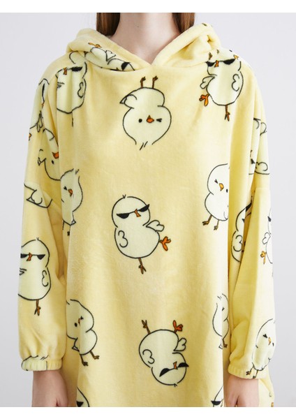 Yeni Sezon Kapüşonlu Oversize Pelüş Kadın Pijama Üstü modelleri