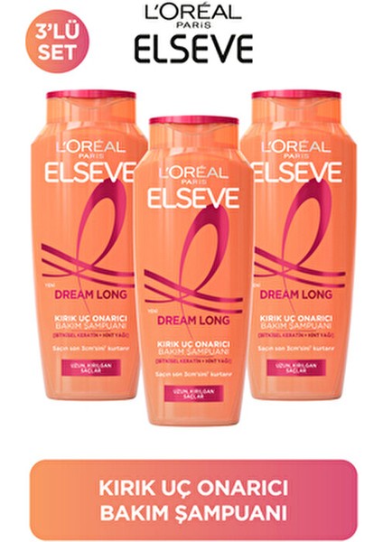 3lü Elseve Dream Long Kırık Uç Onarıcı Bakım Şampuanı 300 ml