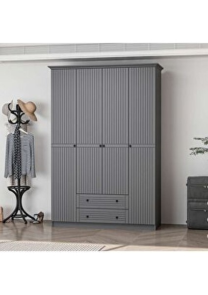 Bona Avangart 4 Mebran Kapaklı 2 Çekmeceli Gardırop - Antrasit modelleri