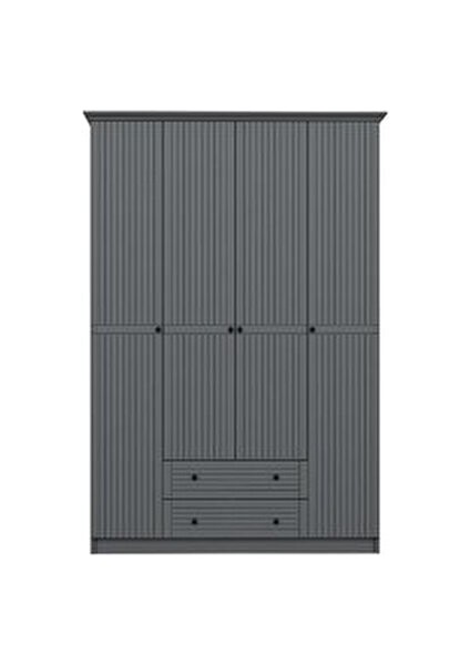 Bona Avangart 4 Mebran Kapaklı 2 Çekmeceli Gardırop - Antrasit