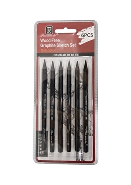 6'lı Odunsuz Kömür Kalemi Wood Free Graphite Sketch / Swm-6h Ağaçsız Eskiz Grafit Kalemi