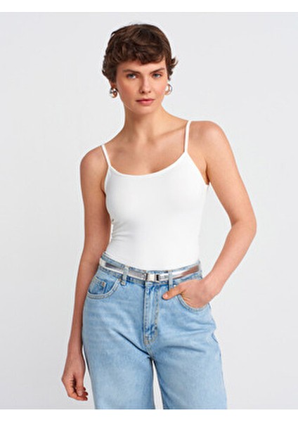 20901 Ince Askılı Poliamid Top-Ekru