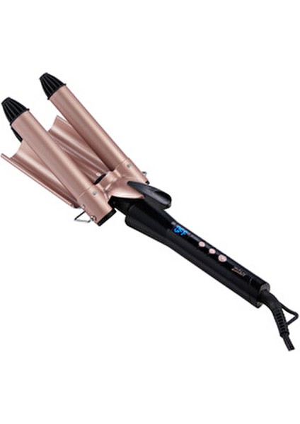 ZLN9198 3'lü Seramik Saç Maşası | Su Dalgası 3X25MM | Saç Şekillendirici | 5 Seviye Isı Ayarı LED