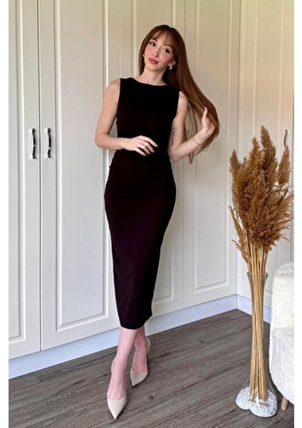 Drapeli Midi Kahverengi Elbise fırsatları