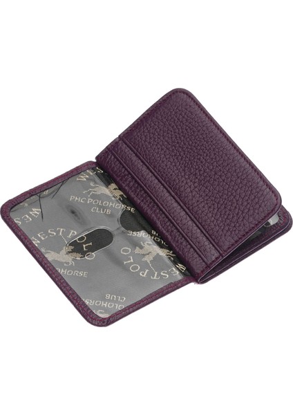 Hakiki Deri Bol Kart Bölmeli Unisex Kartlık - Mürdüm modelleri