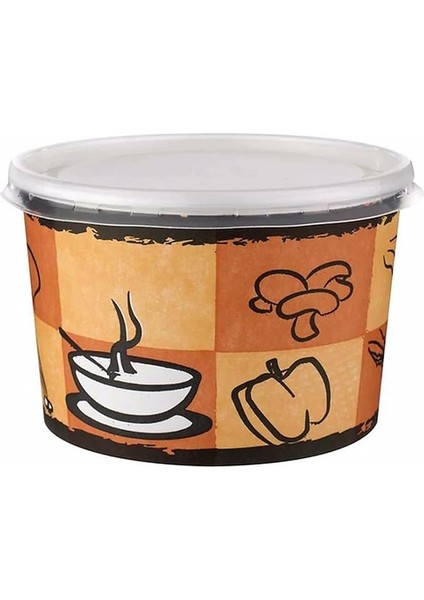 16 Oz Çorba Kasesi Karton Çorba Kasesi Kapakli (25'adet