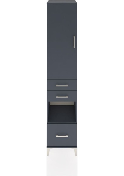 Hyperion Dolap 3 Raflı 3 Çekmeceli Tek Askılı 44X44X221 Antrasit-Antrasit