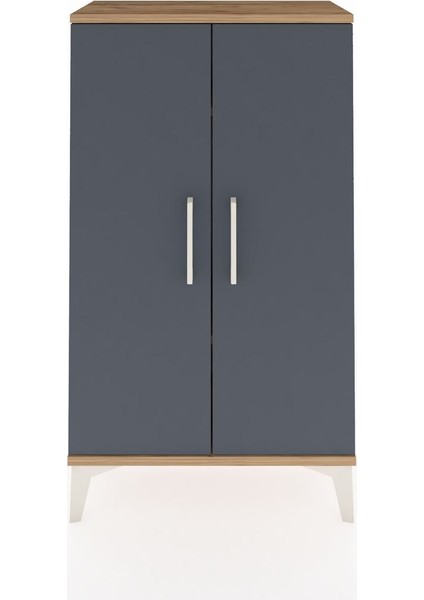 Arges Komodin 2 Raflı 2 Kapaklı 60X30X106 Çam-Antrasit fiyatları