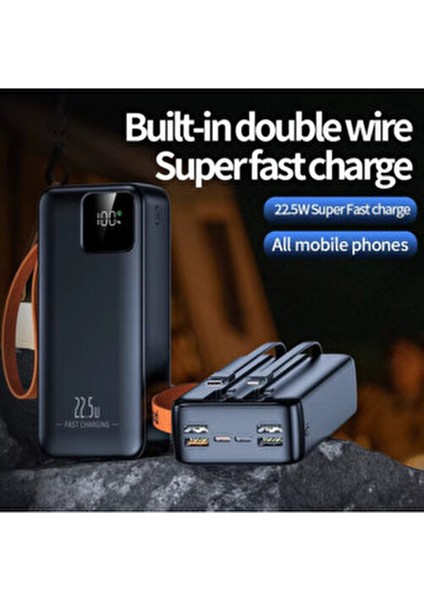 30.000 Mah Powerbank Yeni Nesil Kendinden Kablolu 22.5 W Ultra Hizli ve Güçlü Pd Qc 3.0